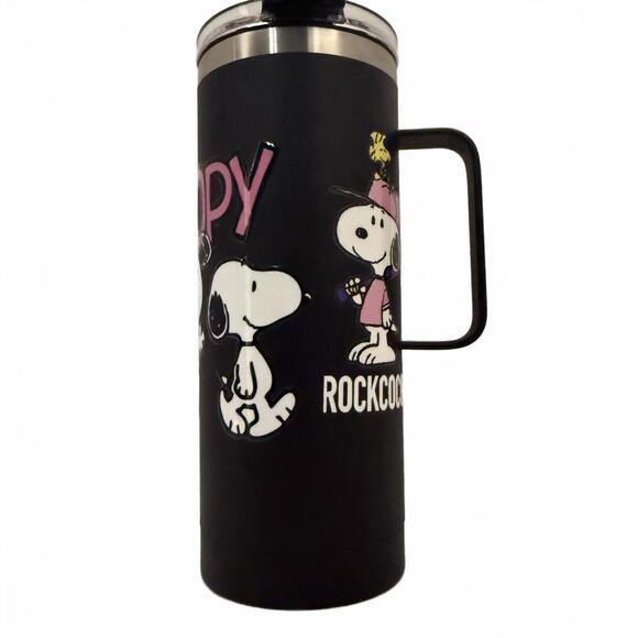 Other - Snoopy Themed Black Travel Thermos with Handle20 oz